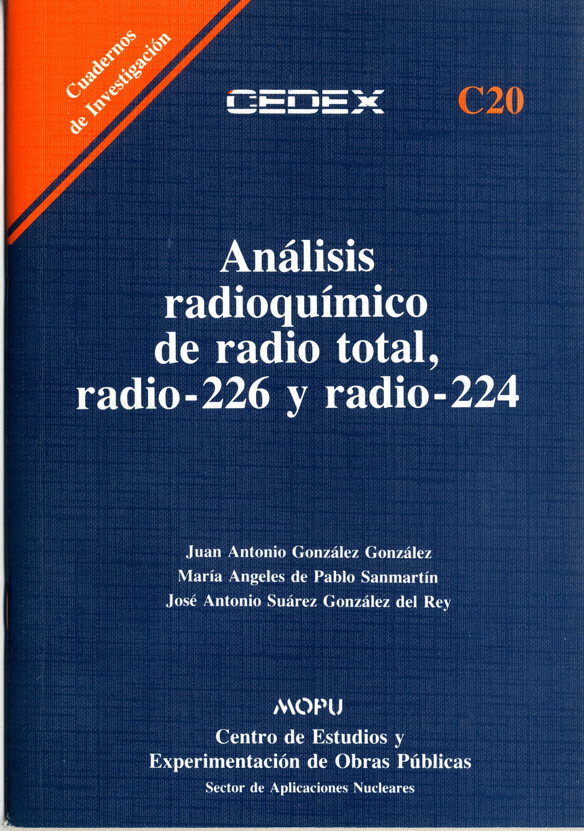 Análisis radioquímico de radio total, radio-226 y radio-224. C-20