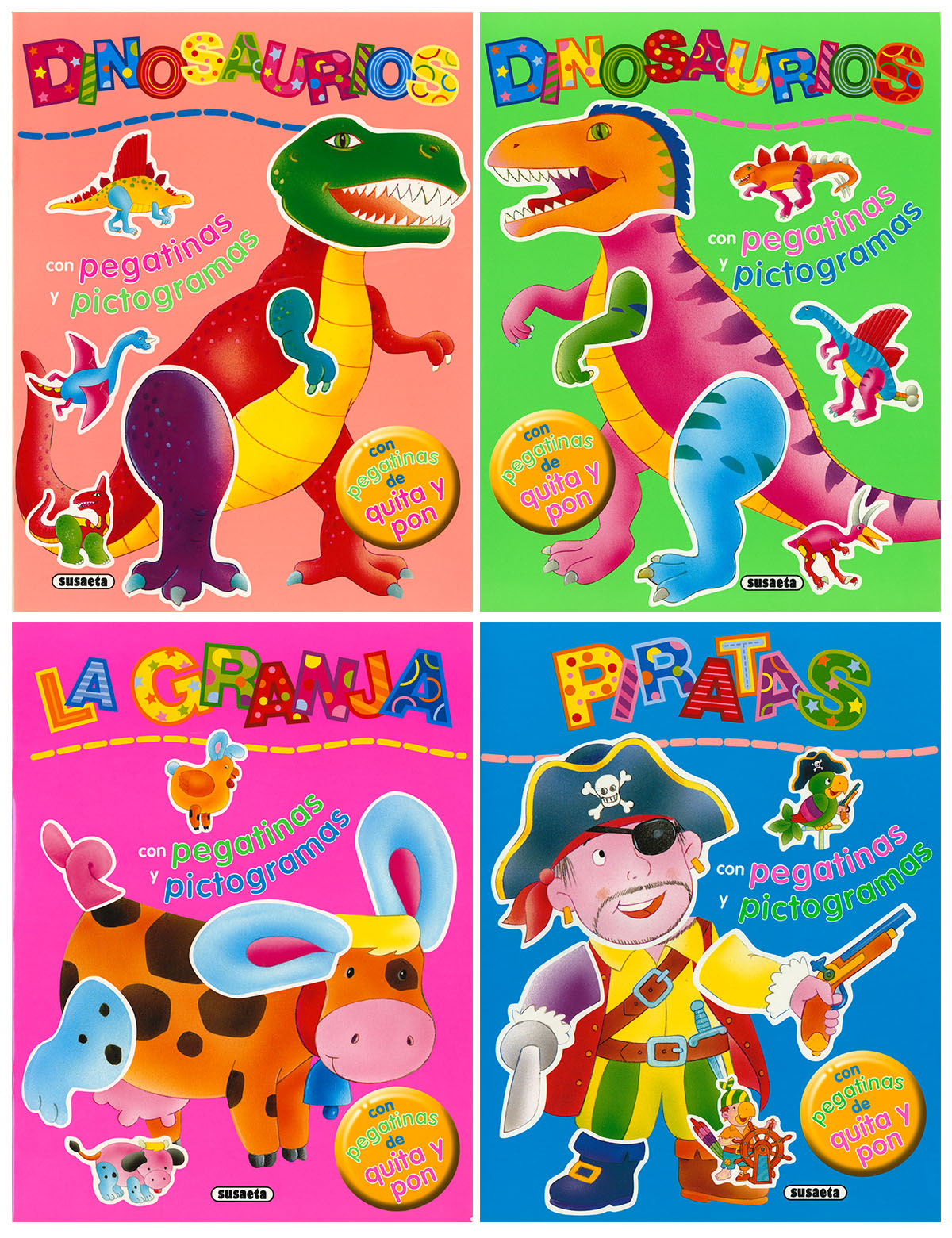 Pegatinas de quita y pon con pictogramas (4 títulos)