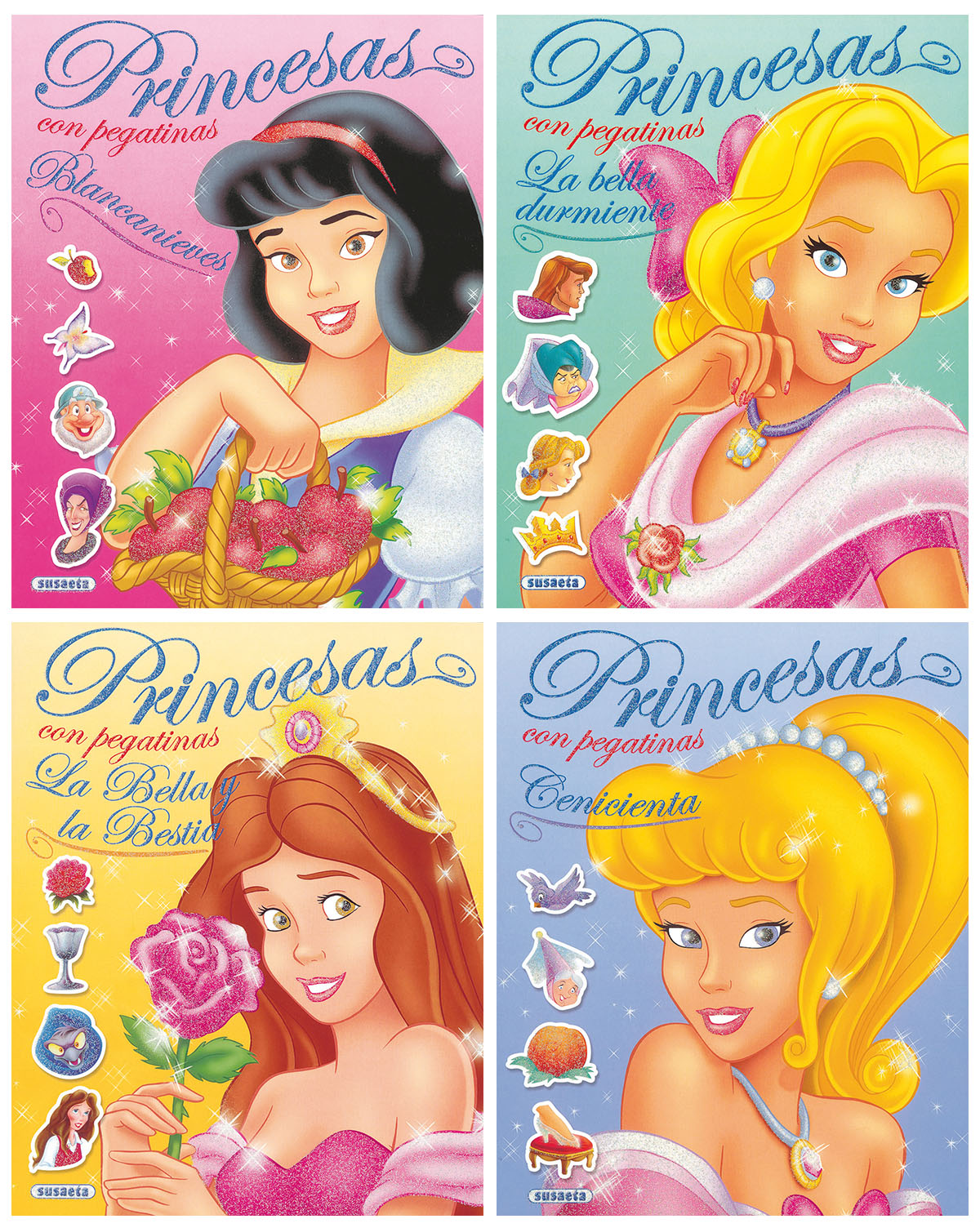 Princesas con pegatinas brillantes (4 títulos)