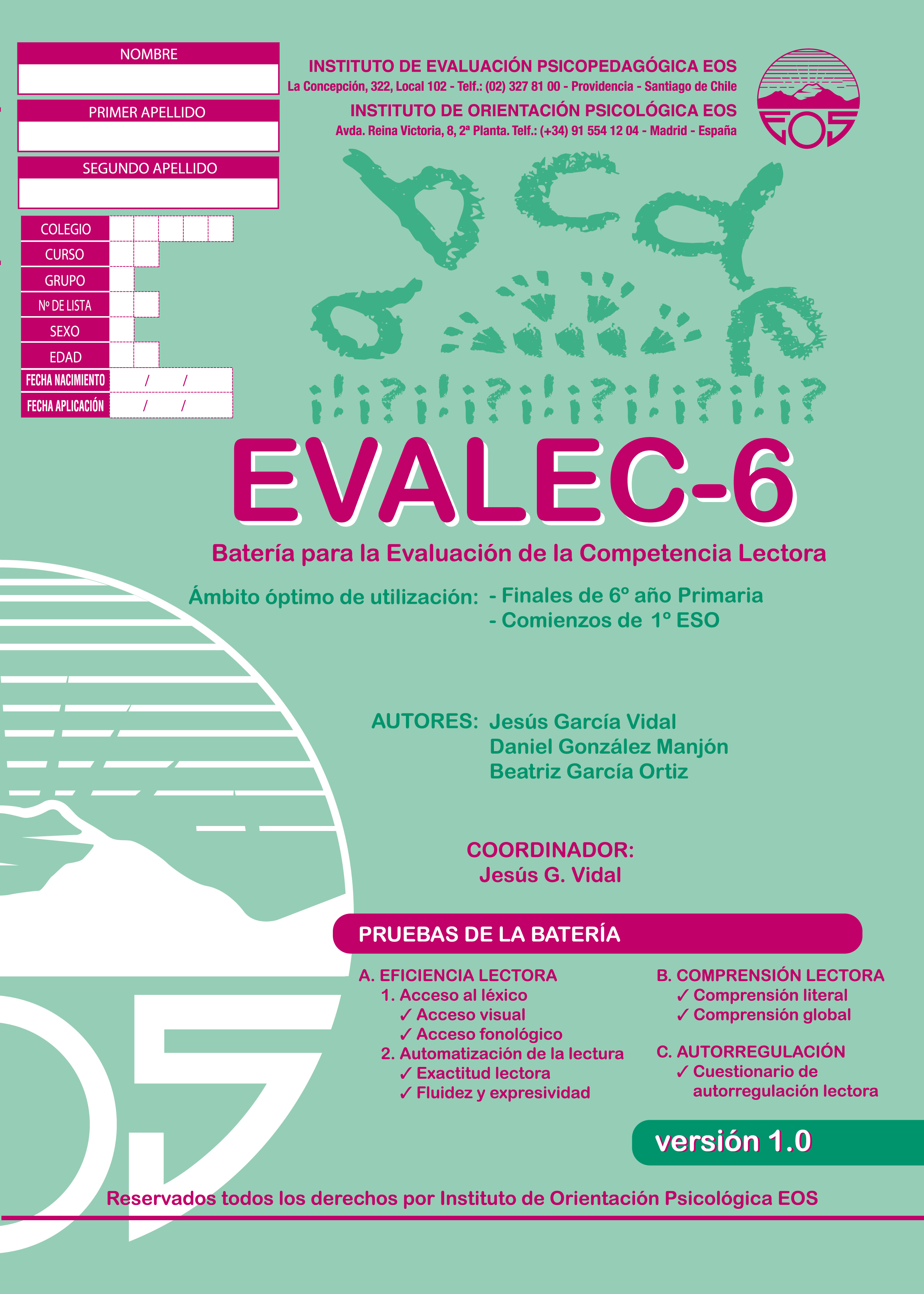 EVALEC 6 Batería para la Evaluación de la Competencia Lectora