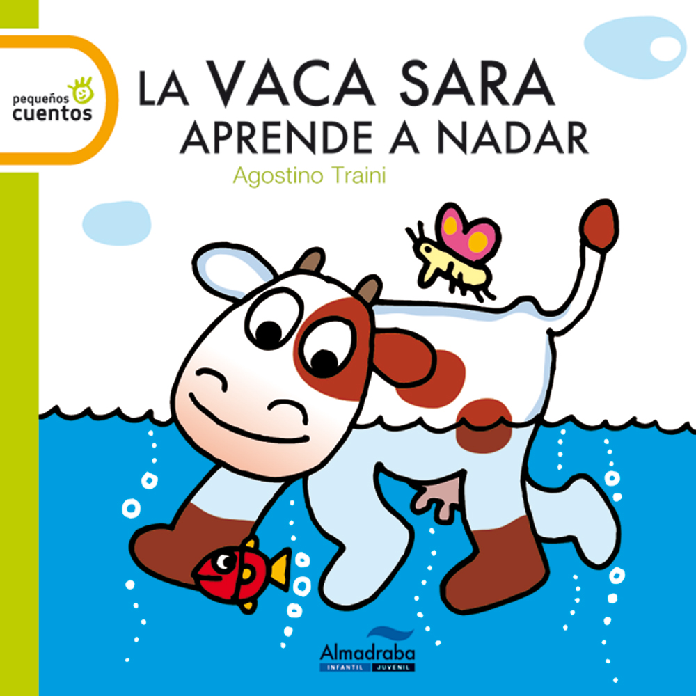 La vaca Sara aprende a nadar