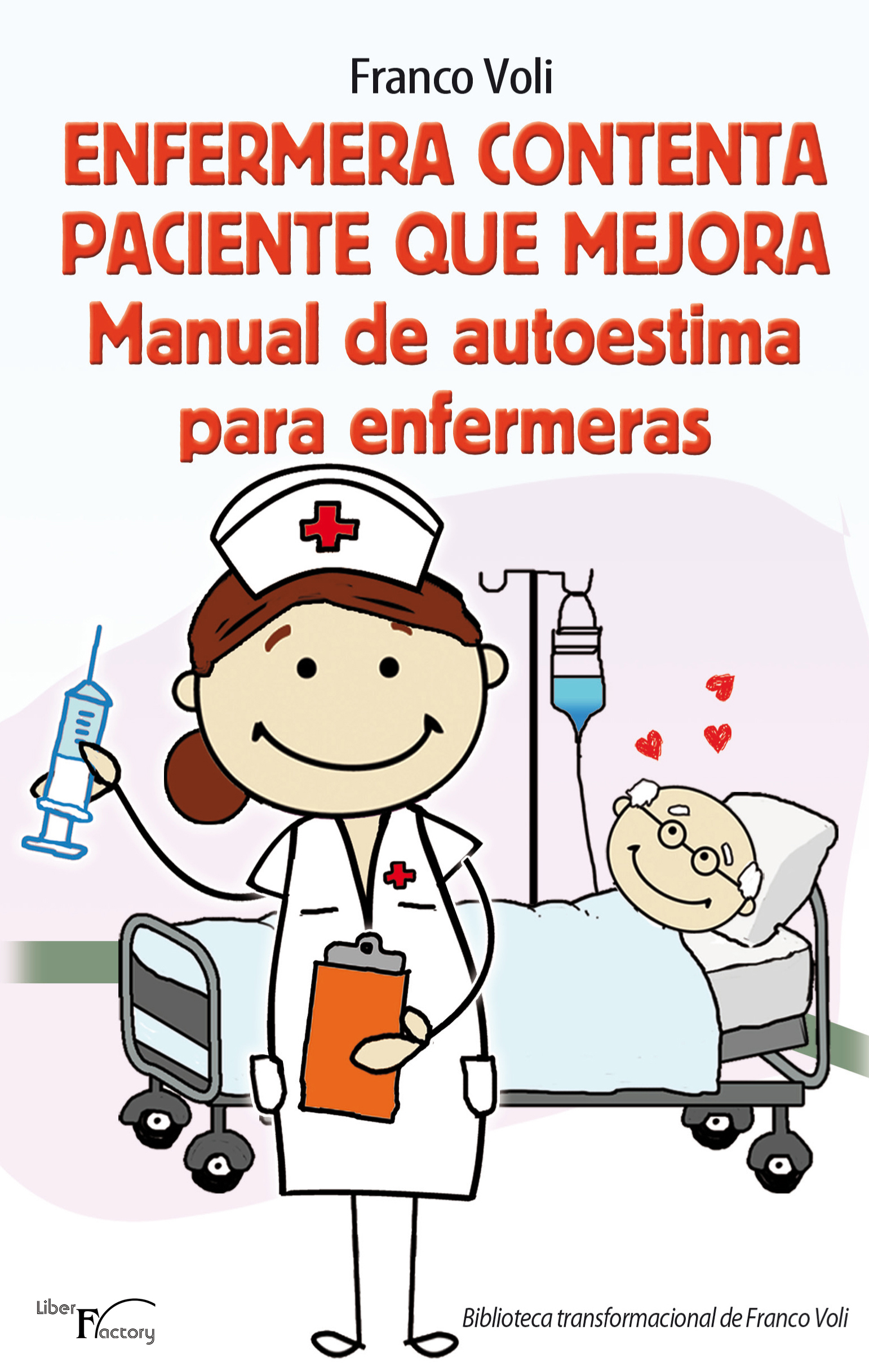 Enfermera contenta paciente que mejora.