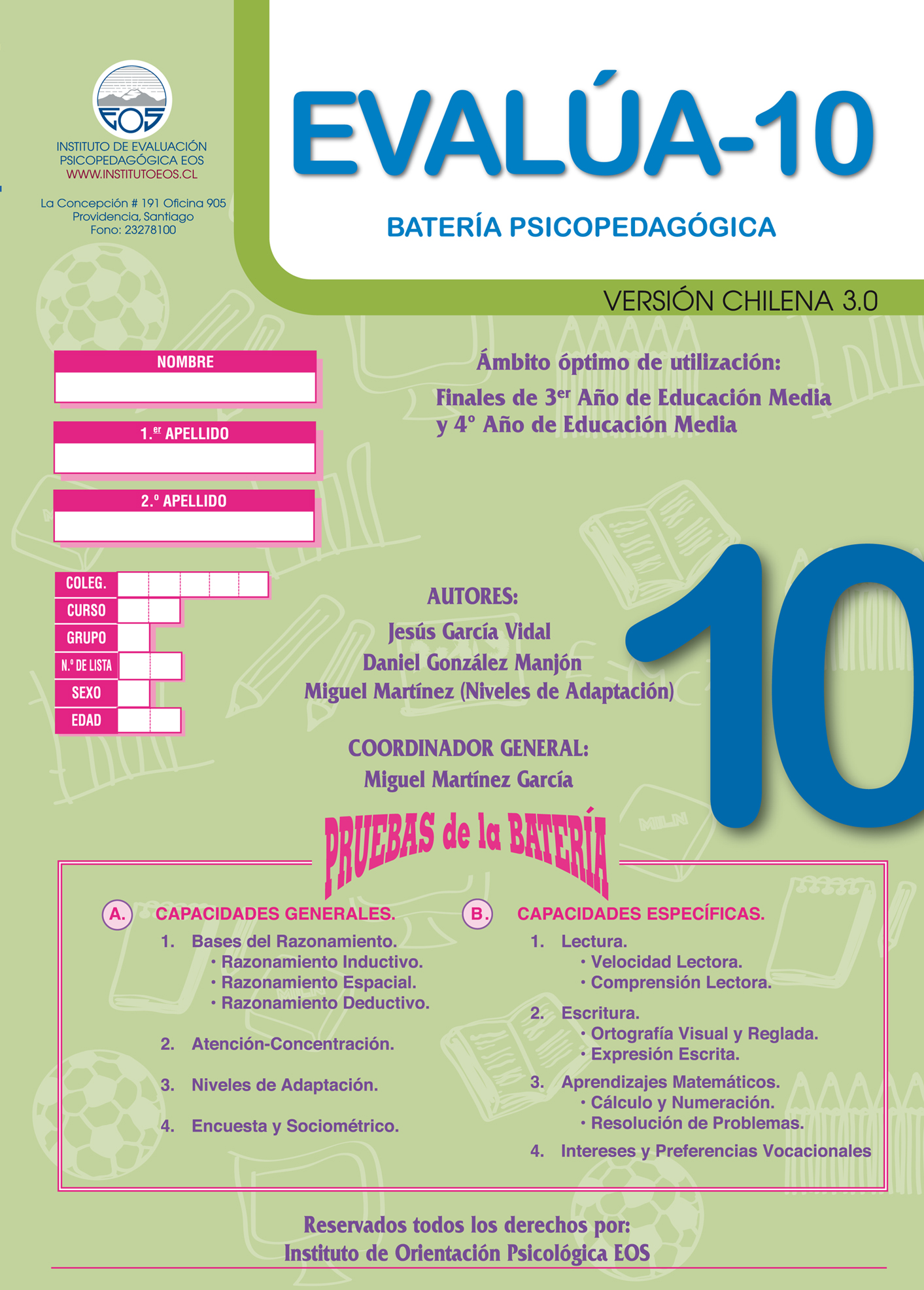 Batería Psicopedagógica Evalúa 10 3.0 (Versión Chilena)