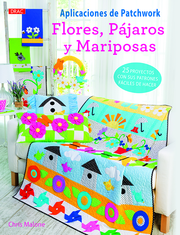 Aplicaciones de Patchwork. Flores pájaros y mariposas