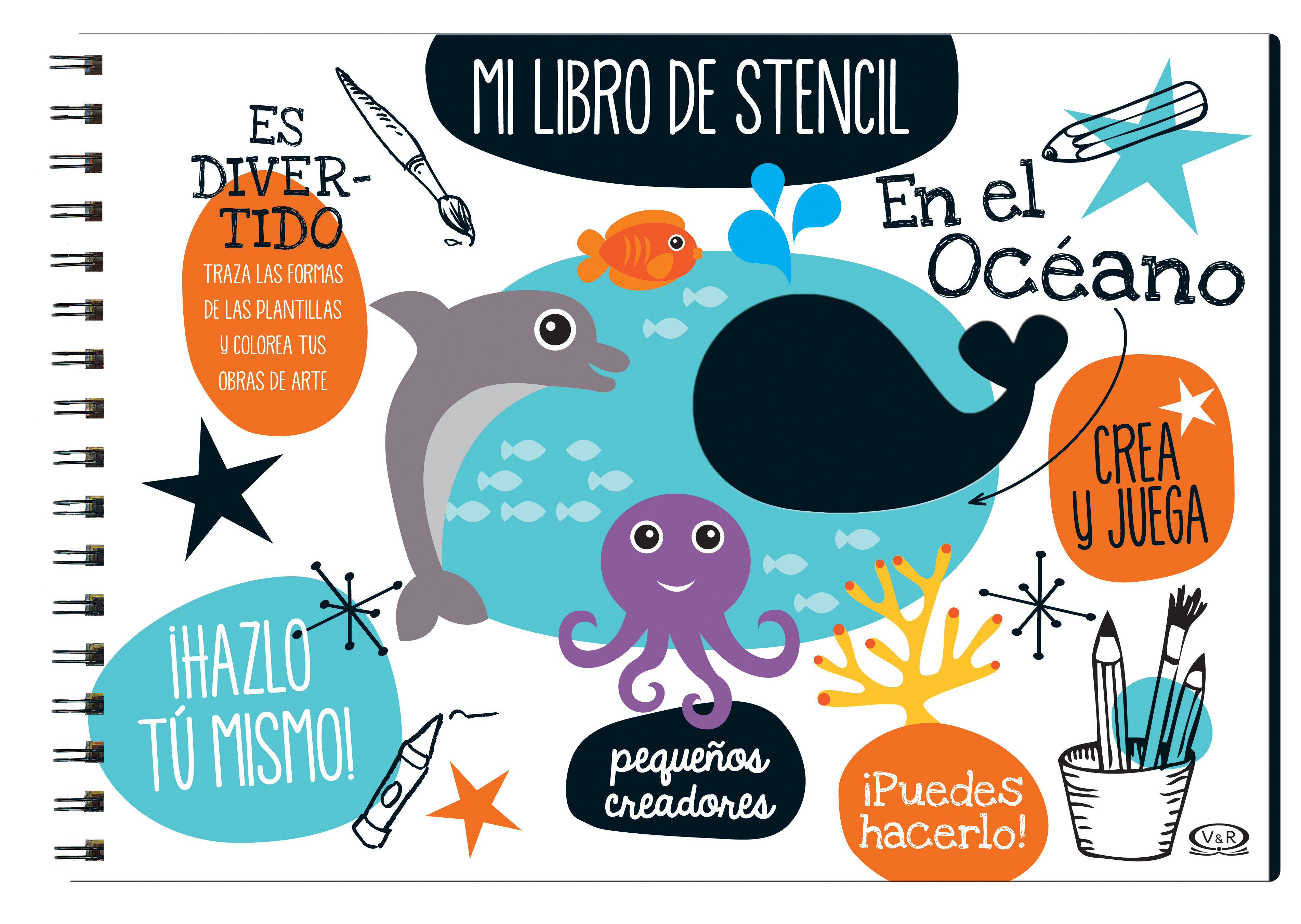 En el océano: Mi libro de stencil