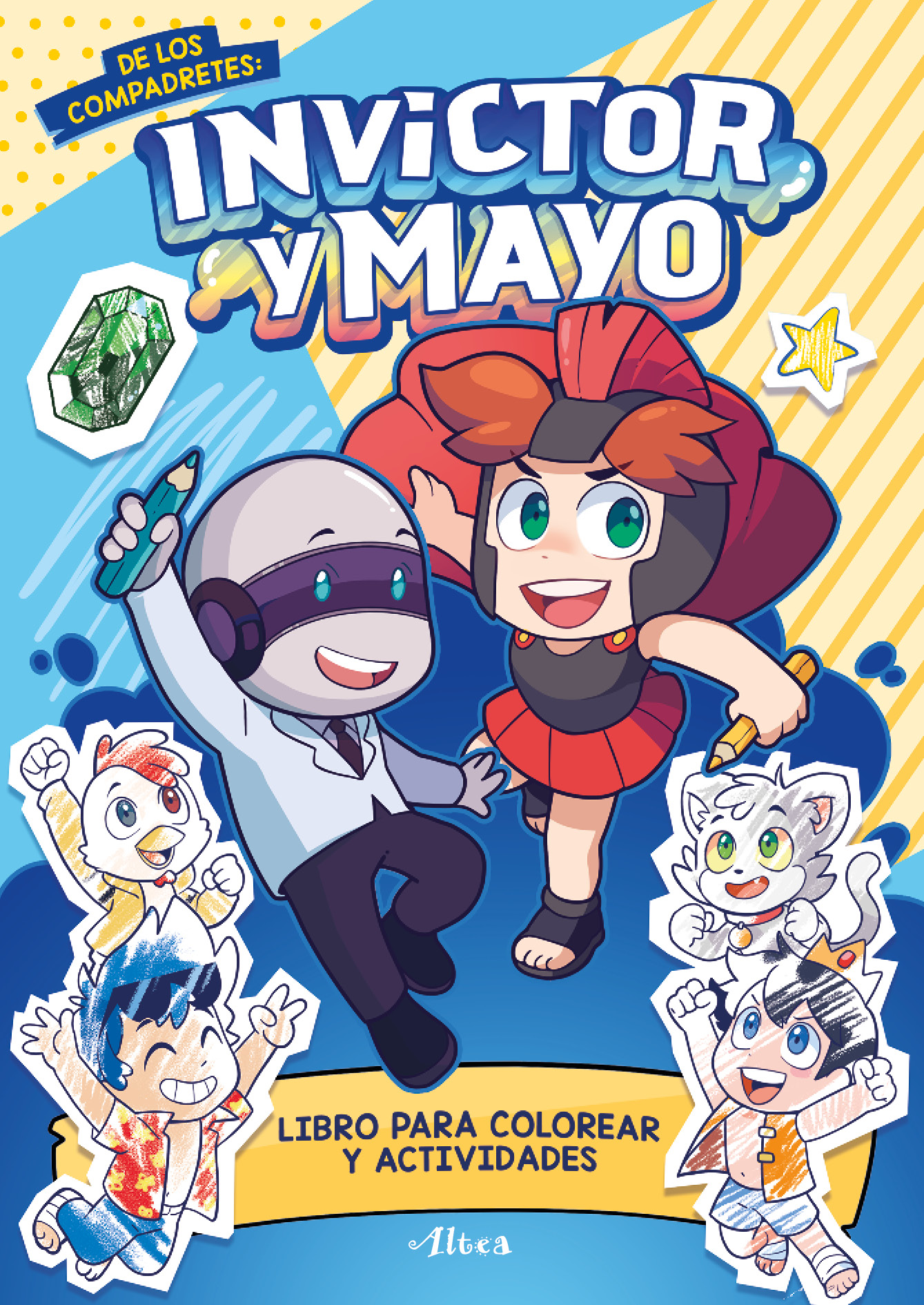 De los compadretes: Invictor y Mayo libro para colorear y de actividades
