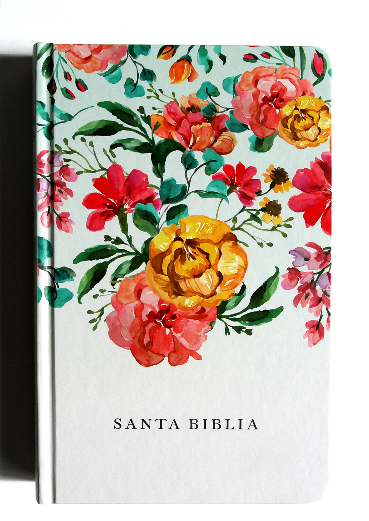 Biblia RVR 1960 letra grande tamaño manual, nombres de Dios, flores anaranjadas