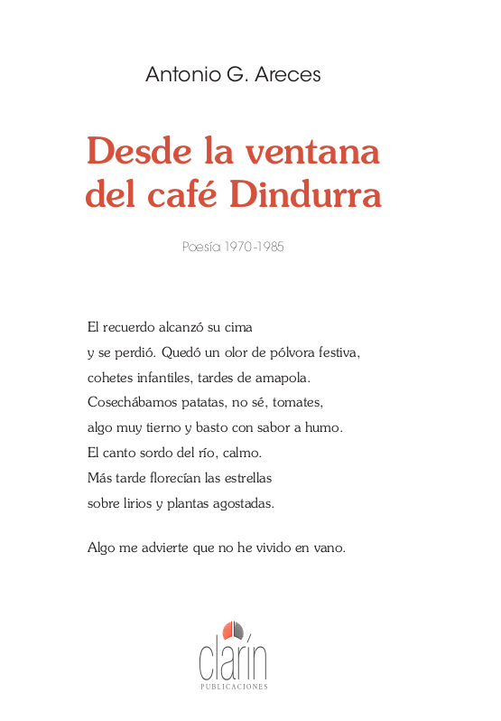 Desde la ventana del café Dindurra. Poesía 1970-1985