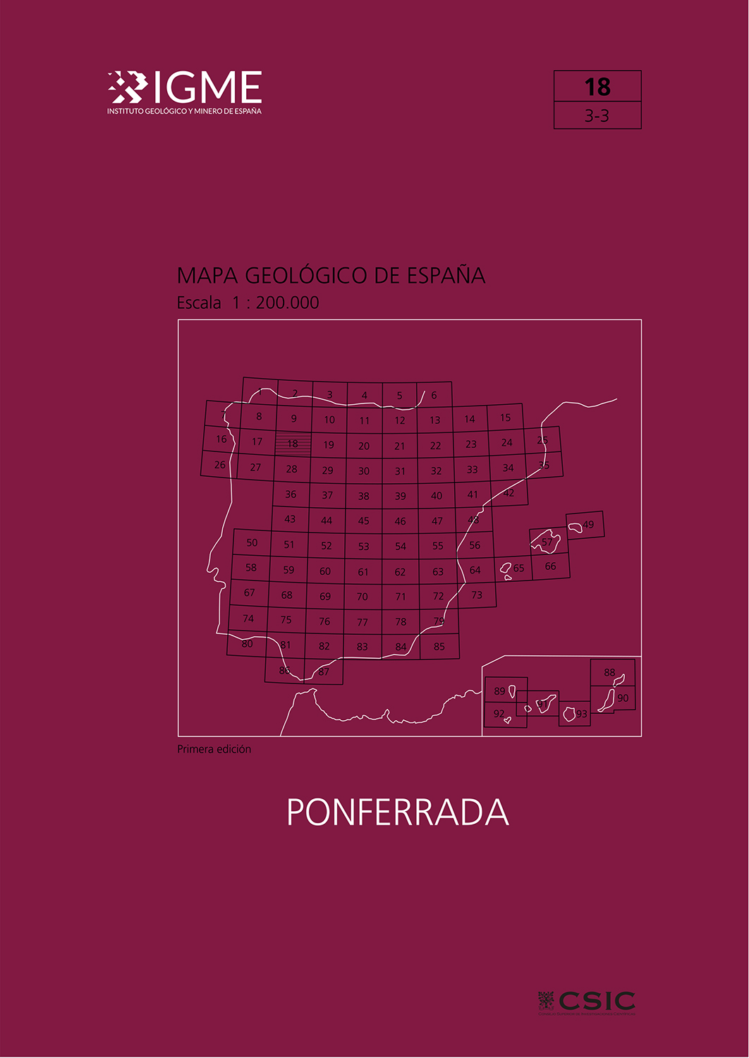 Mapa geológico de España, escala 1:200.000 : Ponferrada, hoja 18, 3-3