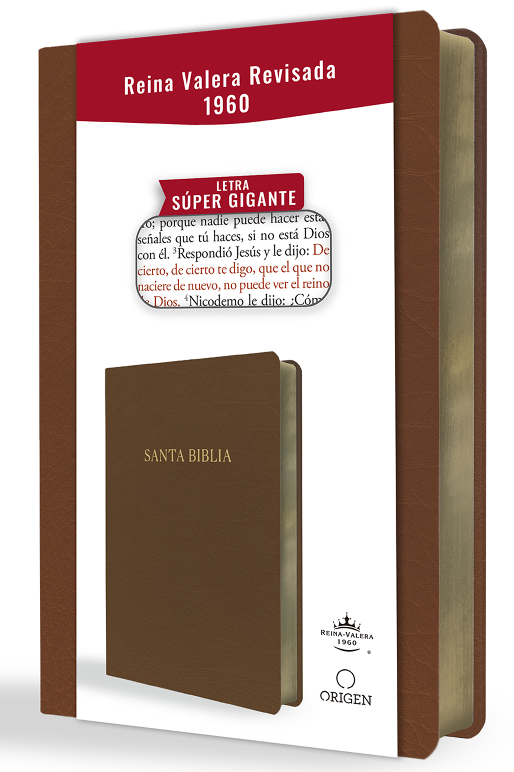 Biblia Reina Valera Revisada 1960 letra súper gigante, símil piel marrón