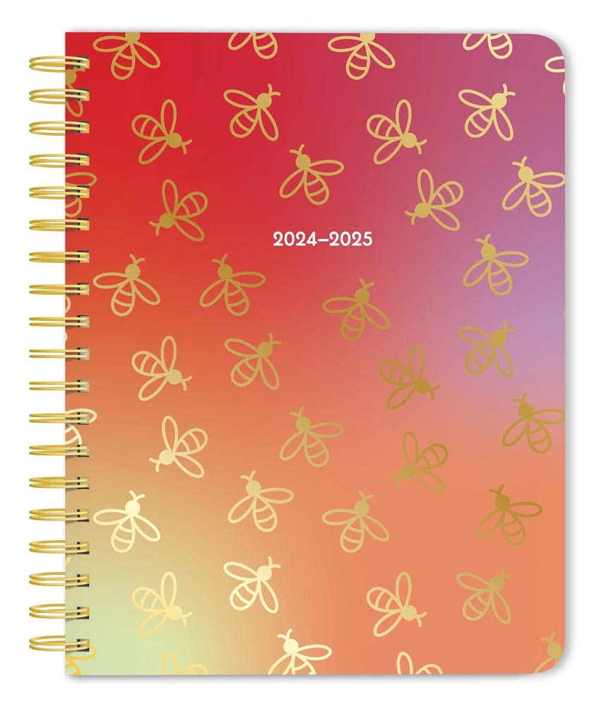 Desk Planner With Wire Ebony & Ivory Jul24-Dec25 Desk Planner Plato Full 18Mos Foil