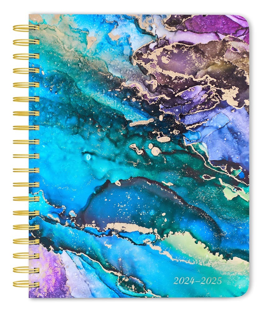 Desk Planner With Wire Seaside Currents Jul24-Dec25 Desk Planner Plato Full 18Mos Foil