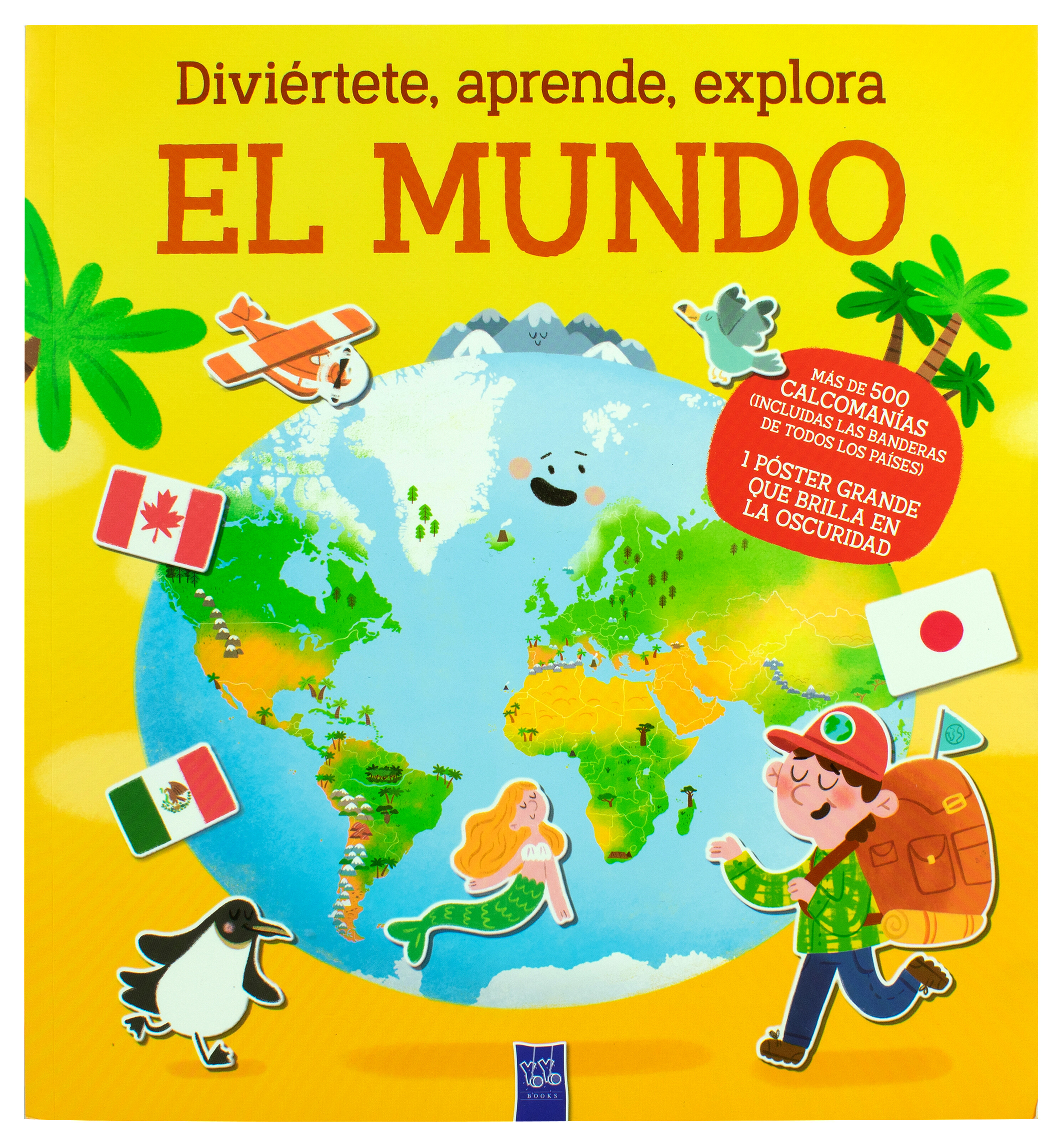 Libro infantil con calcomanías: Diviértete, aprende, explora: El mundo