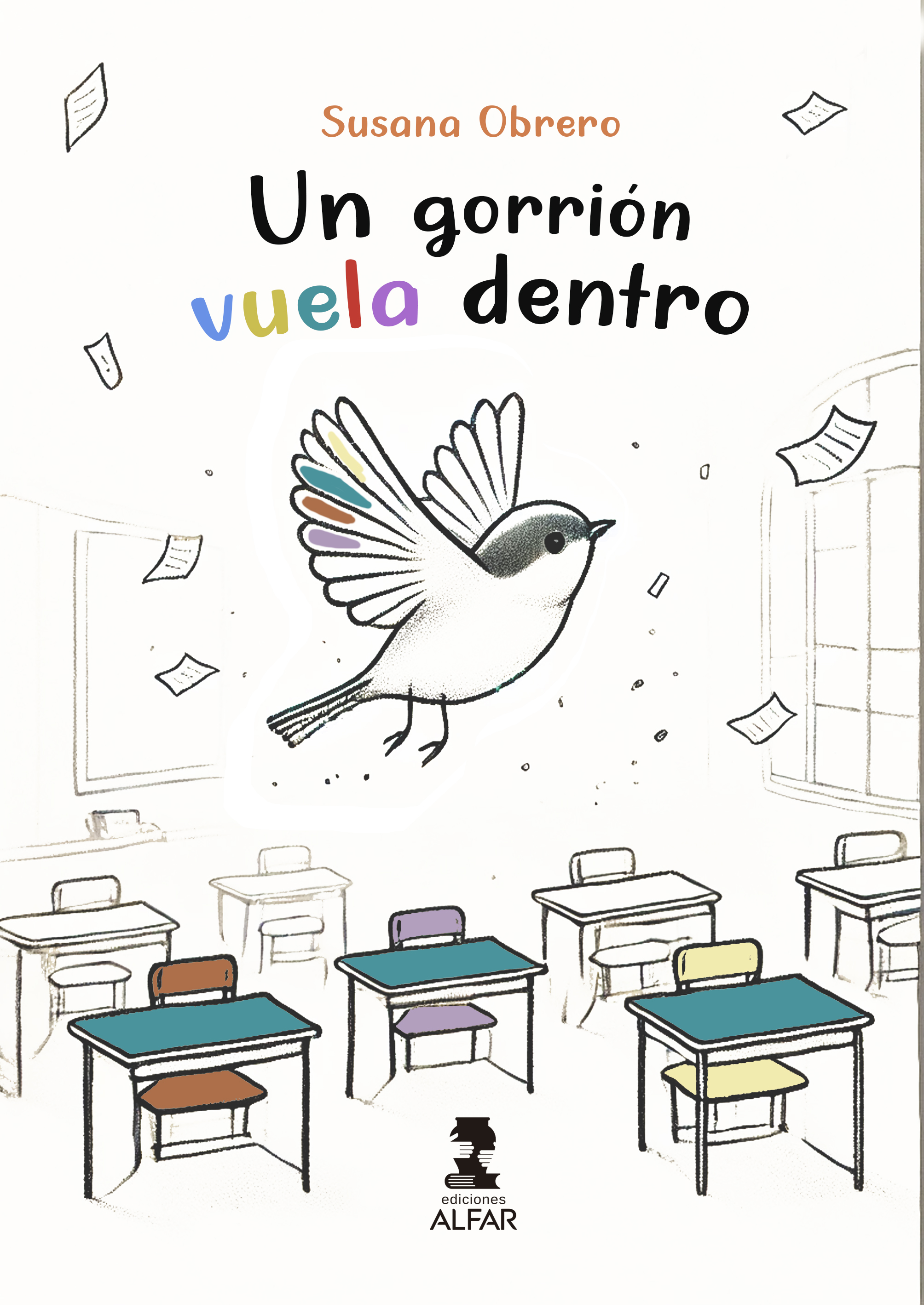 Un gorrión vuela dentro