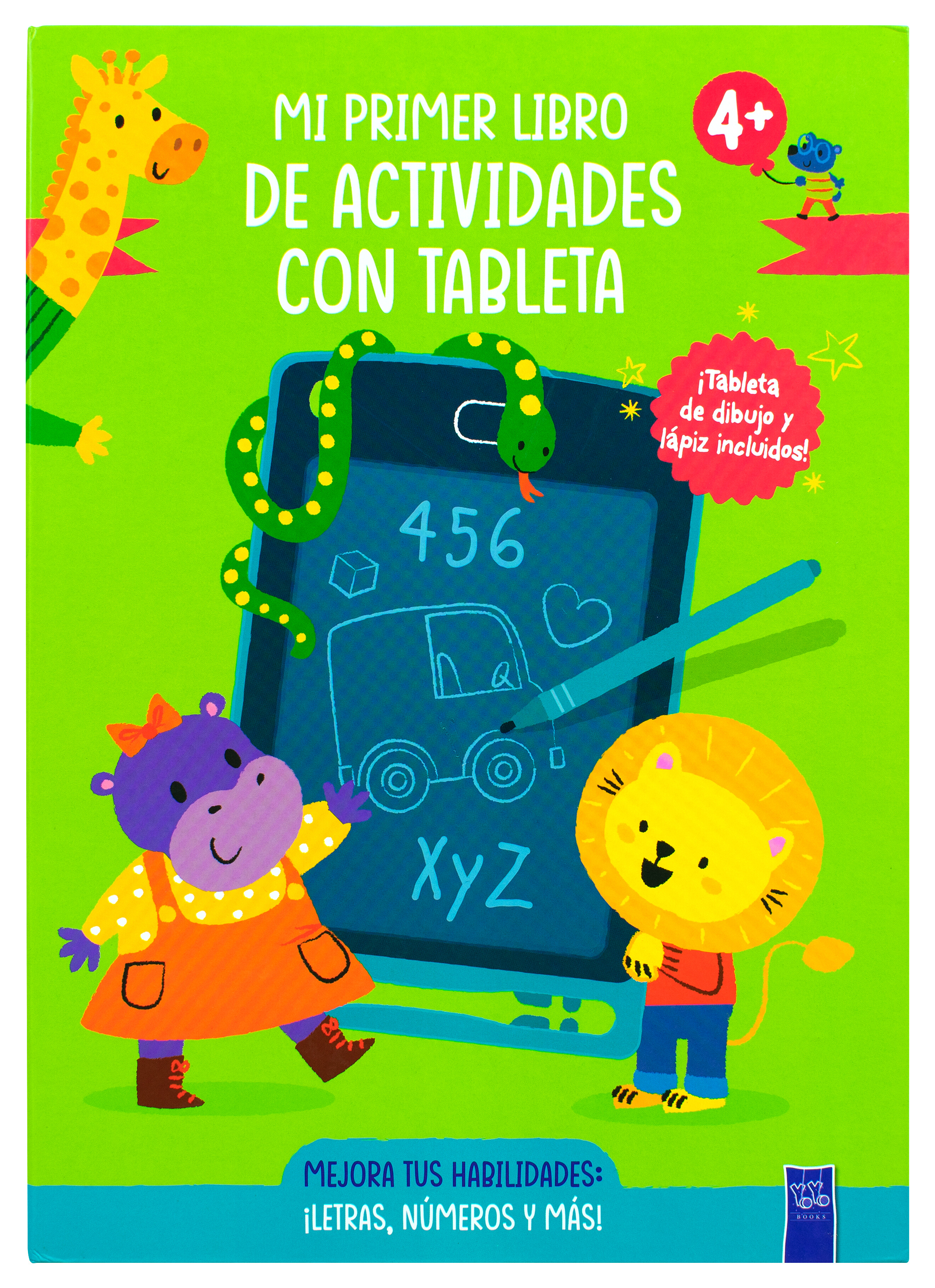 Libro infantil con tableta: Mi primer libro de actividades con tableta 4+: ¡Letras, números y más! (Verde)
