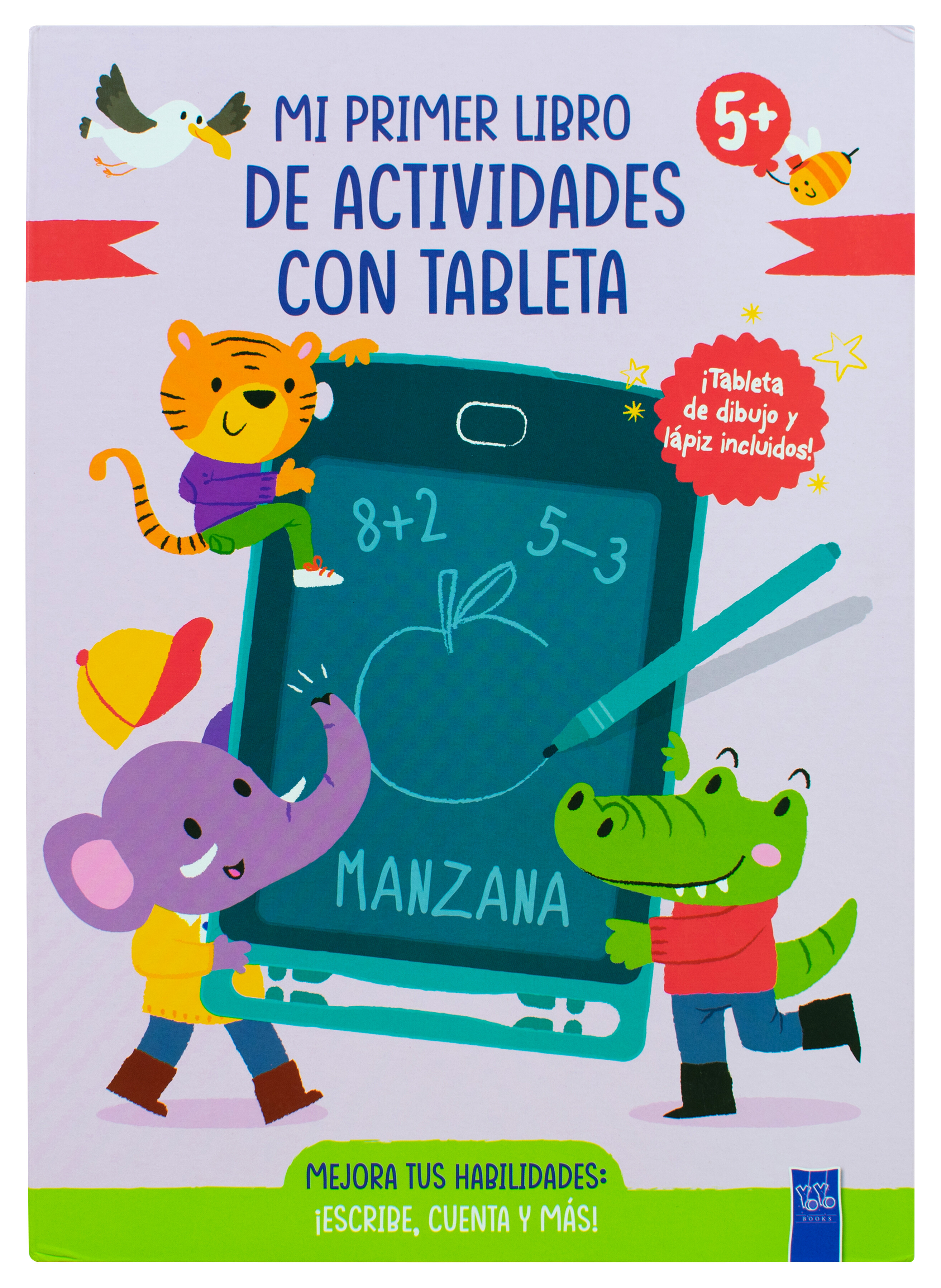 Libro infantil con tableta: Mi primer libro de actividades con tableta 5+: ¡Escribe, cuenta y más! (Violeta)