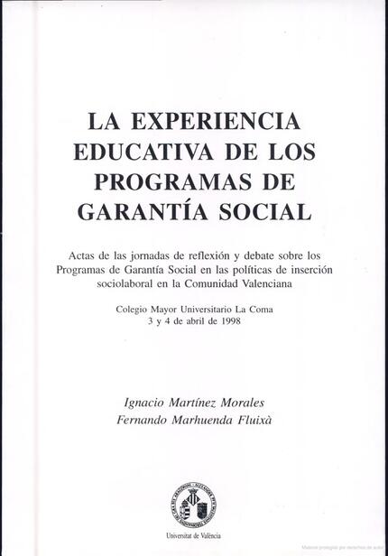 La experiencia educativa en los programas de garantía social