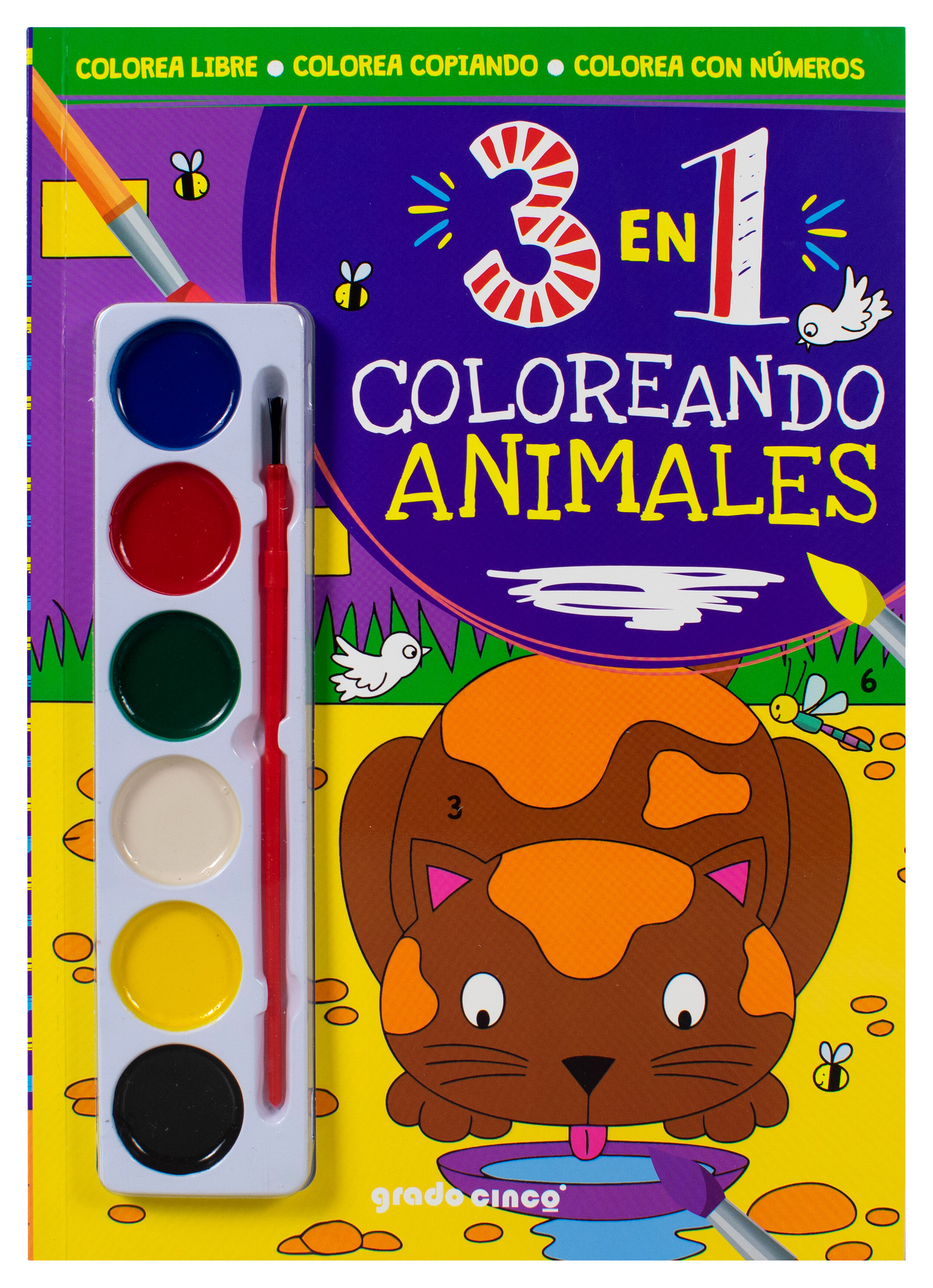 Libro infantil 3 en 1: Coloreando animales