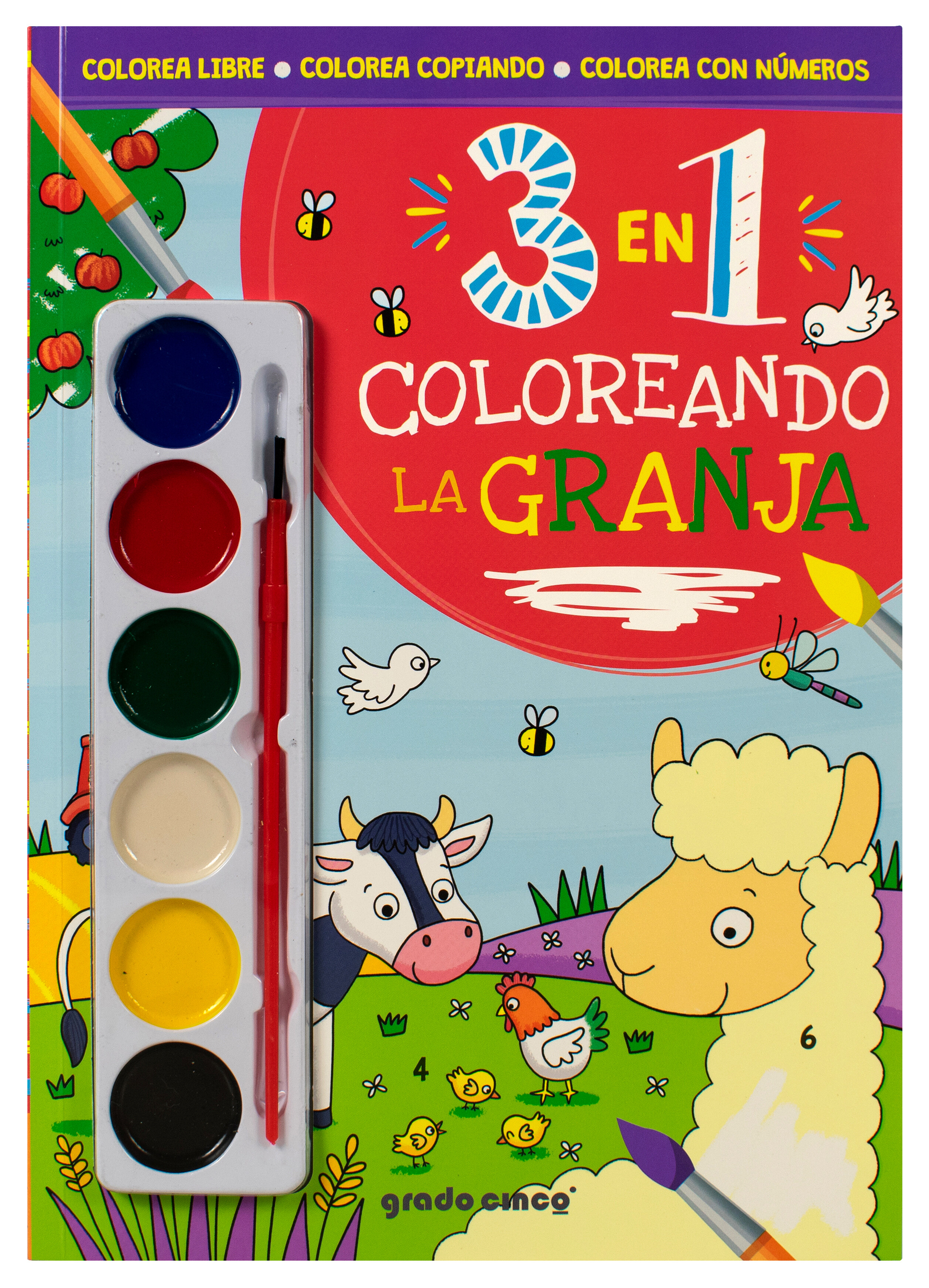 Libro infantil 3 en 1: Coloreando en el campo