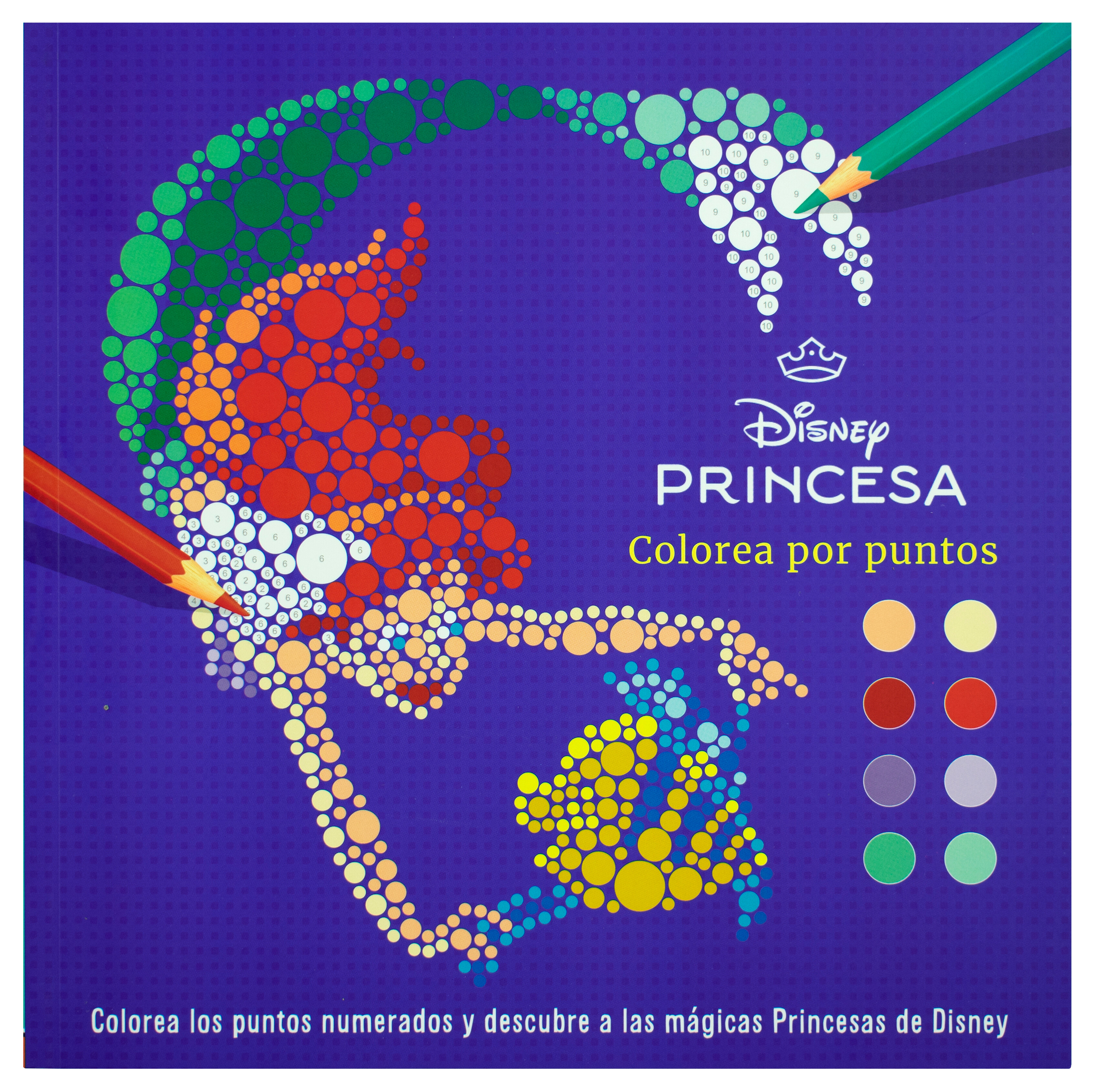 Libro infantil para colorear: Colorea por puntos: Disney Princesas