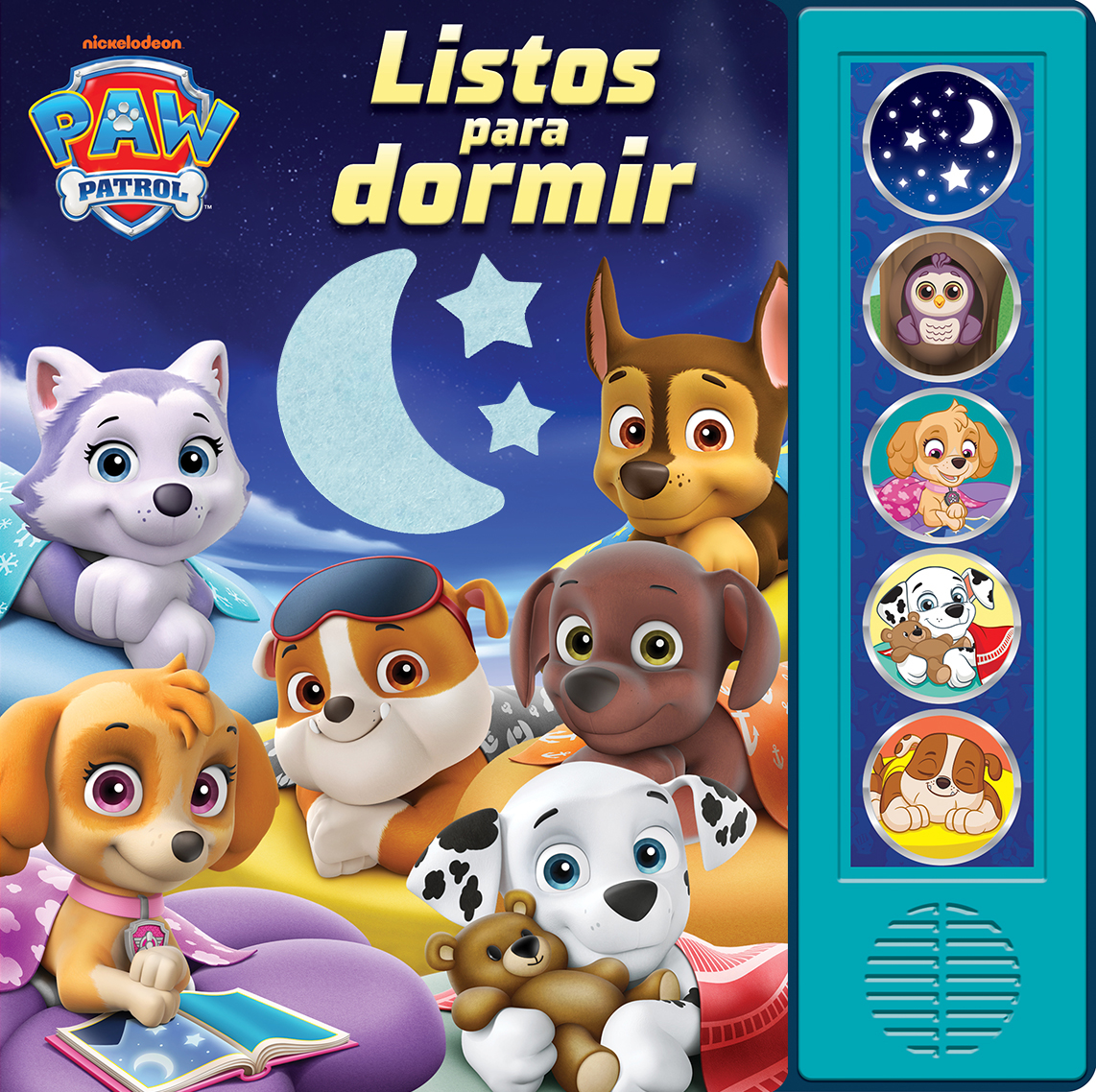 PATRULLA CANINA - PAW PATROL - LISTOS PARA DORMIR - LIBRO SENSORIAL CON TAPITAS Y 5 BOTONES DE SONIDOS - PI KIDS