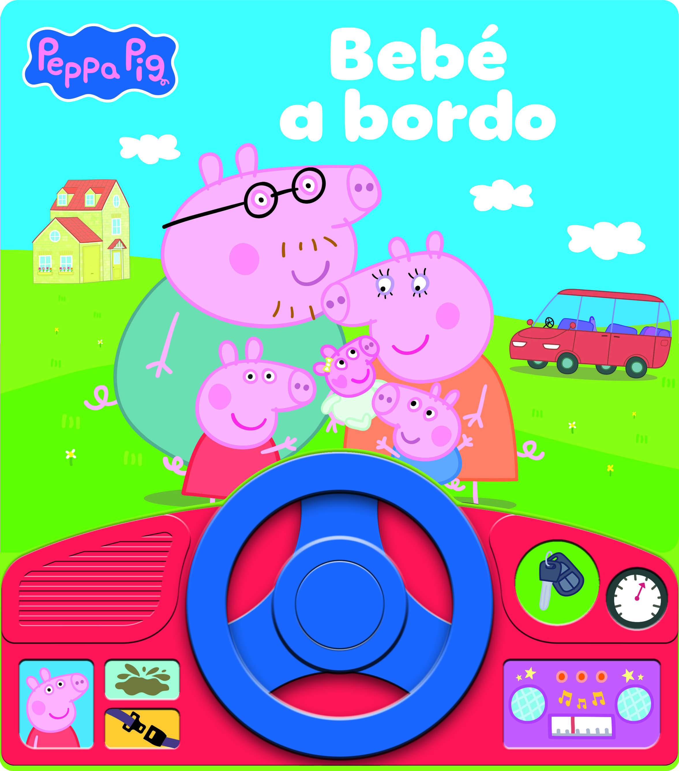 PEPPA PIG: LIBRO SONORO CON VOLANTE - LIBRO INTERACTIVO CON 13 BOTONES DE SONIDOS  - PI KIDS
