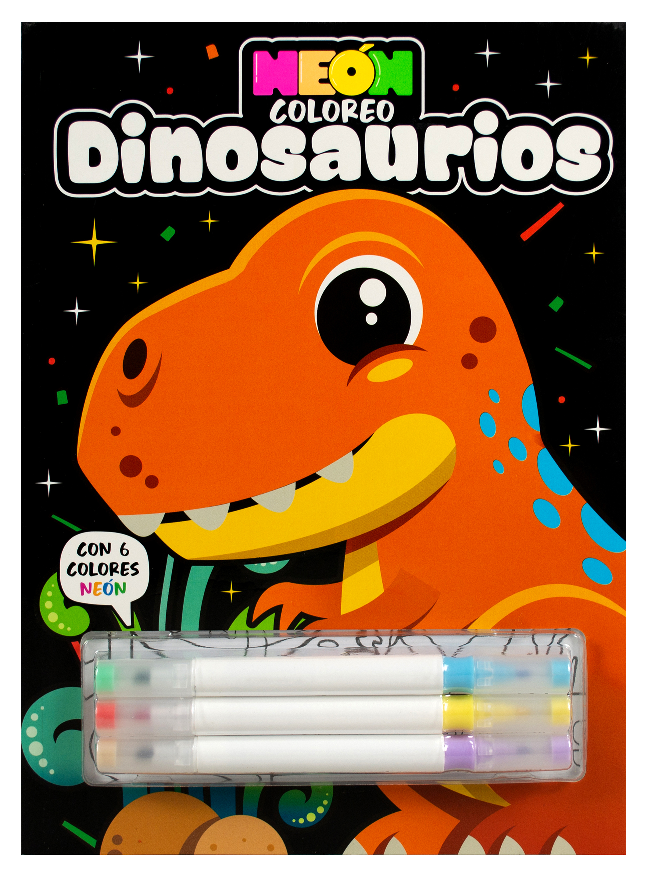 Libro infantil para colorear: Neón Coloreo: Dinosaurios