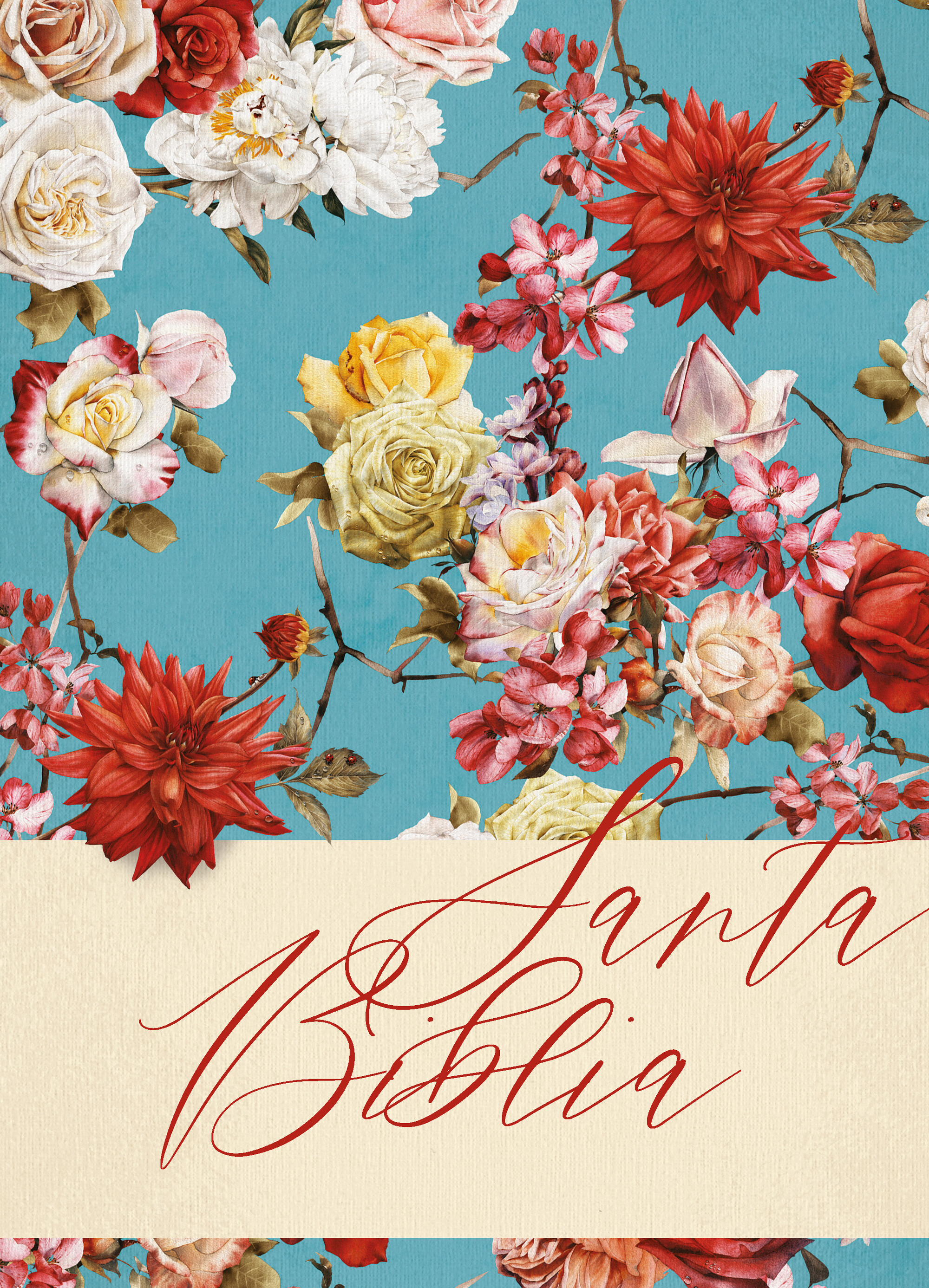 Biblia RVR 1960 de apuntes tapa dura edición mujeres flores azul