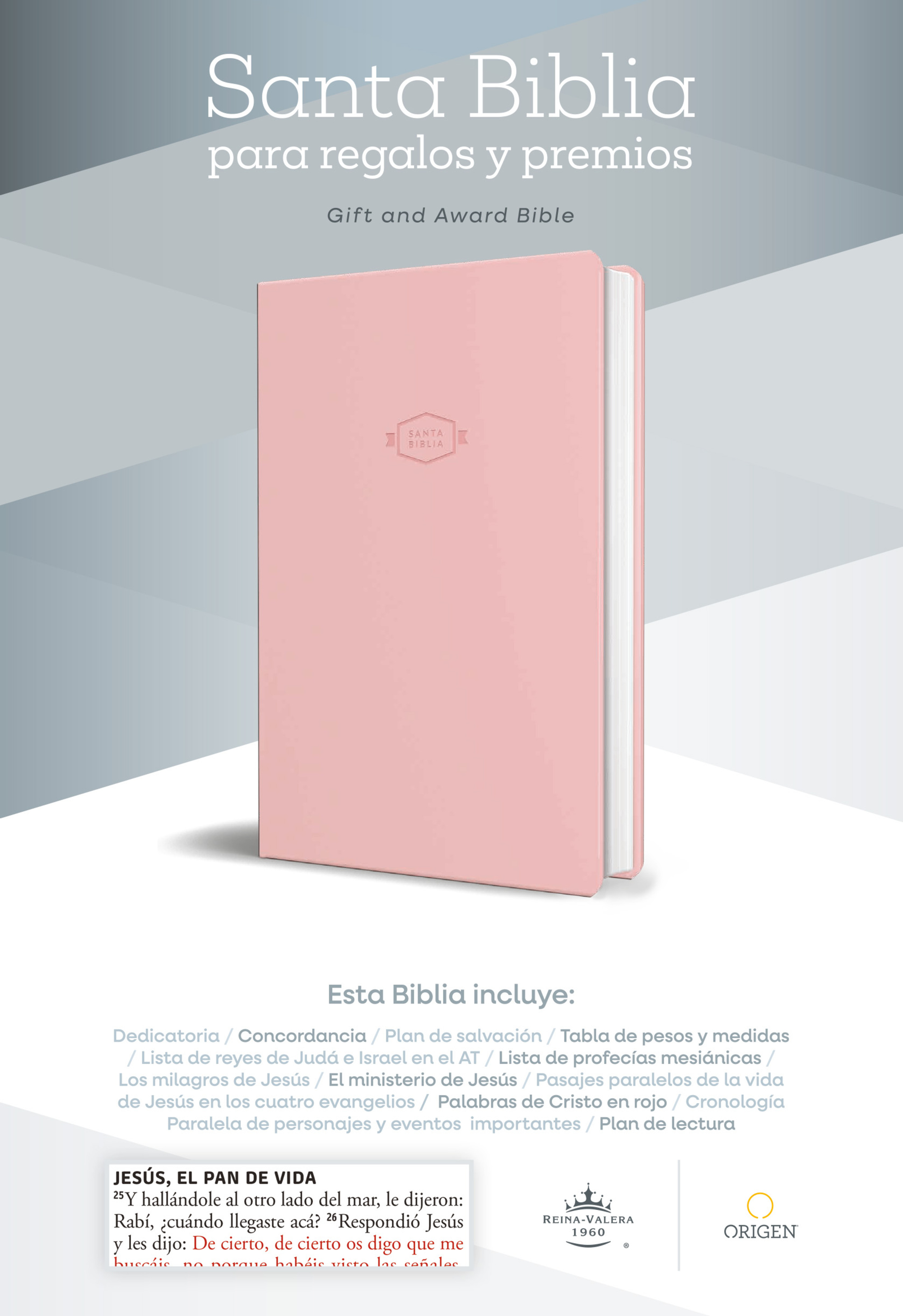 Biblia RVR 1960 para Regalos y Premios, Imitación rosada