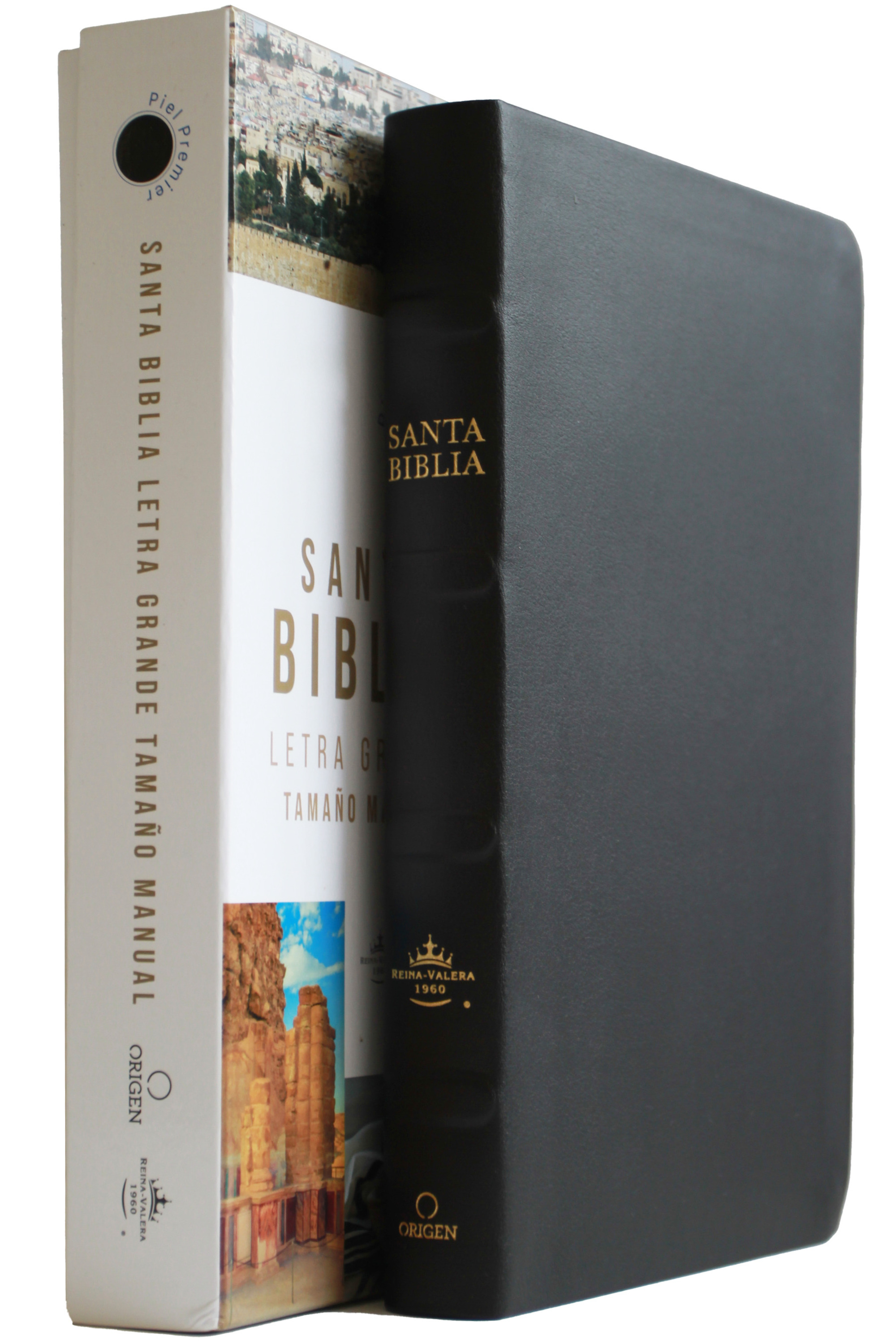 Biblia Reina Valera 1960 letra grande. Piel Premier negro, tamaño manual