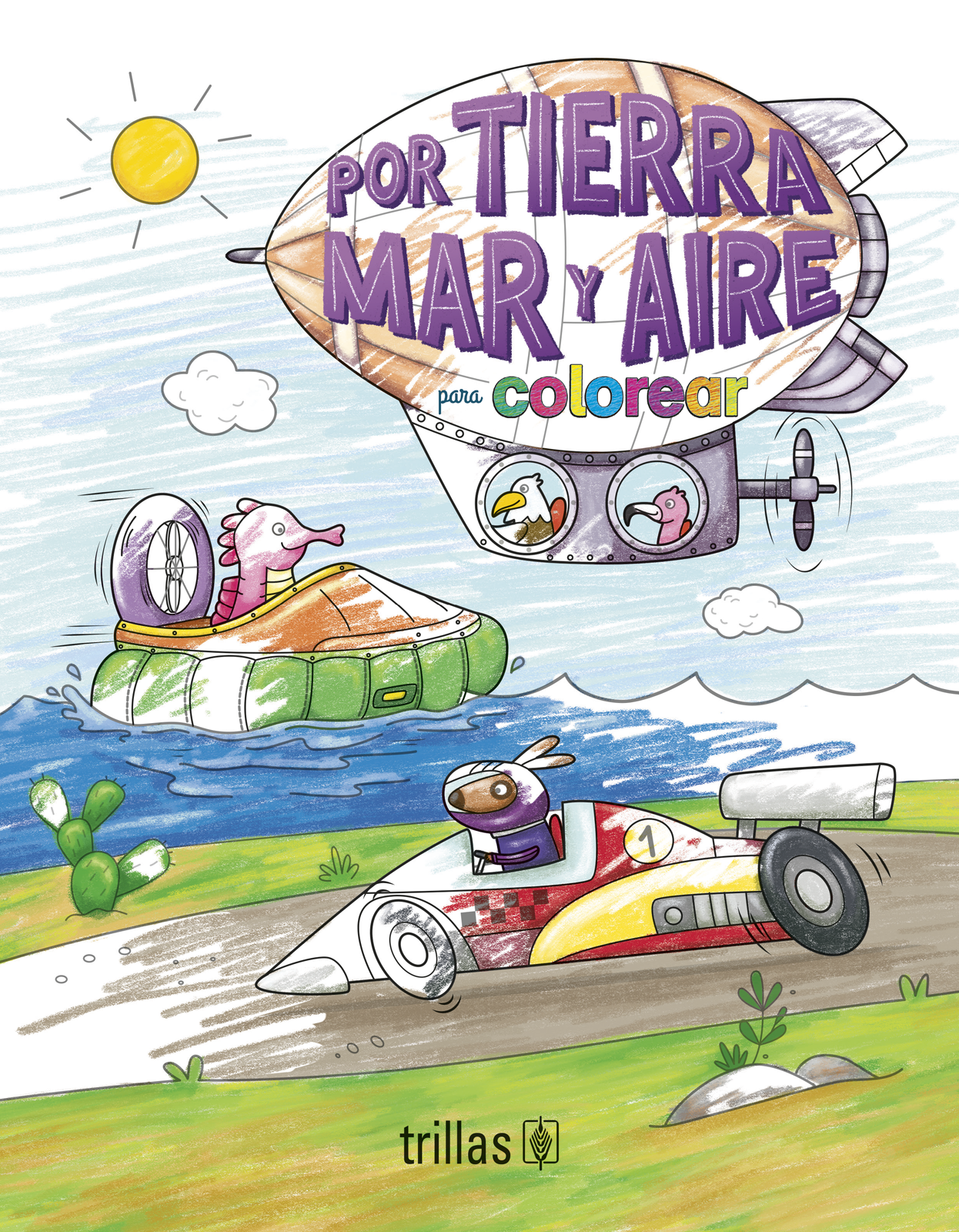 Por tierra, mar y aire para colorear