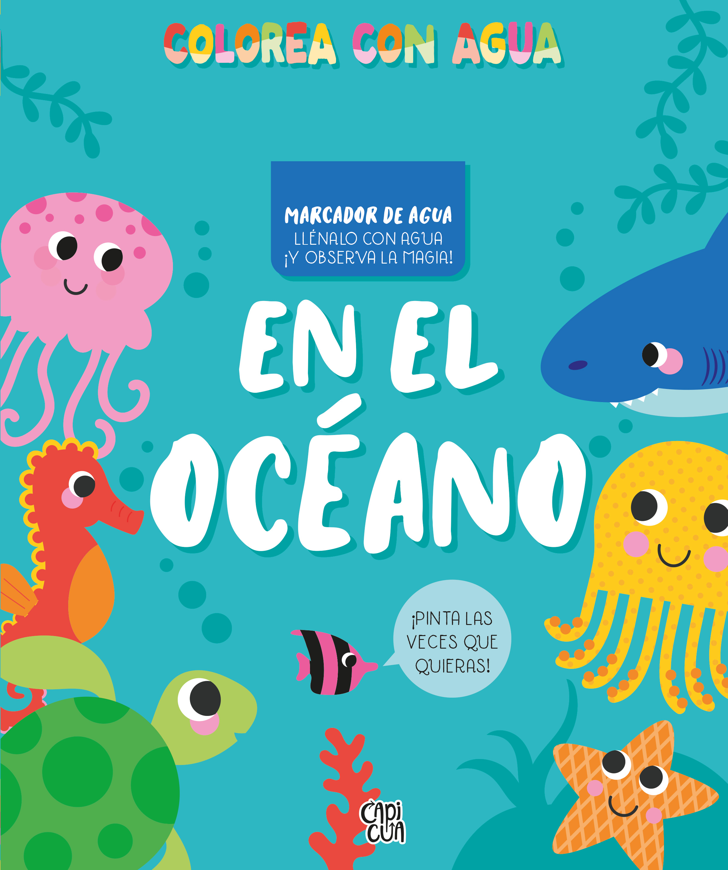Colorea con agua: En el océano