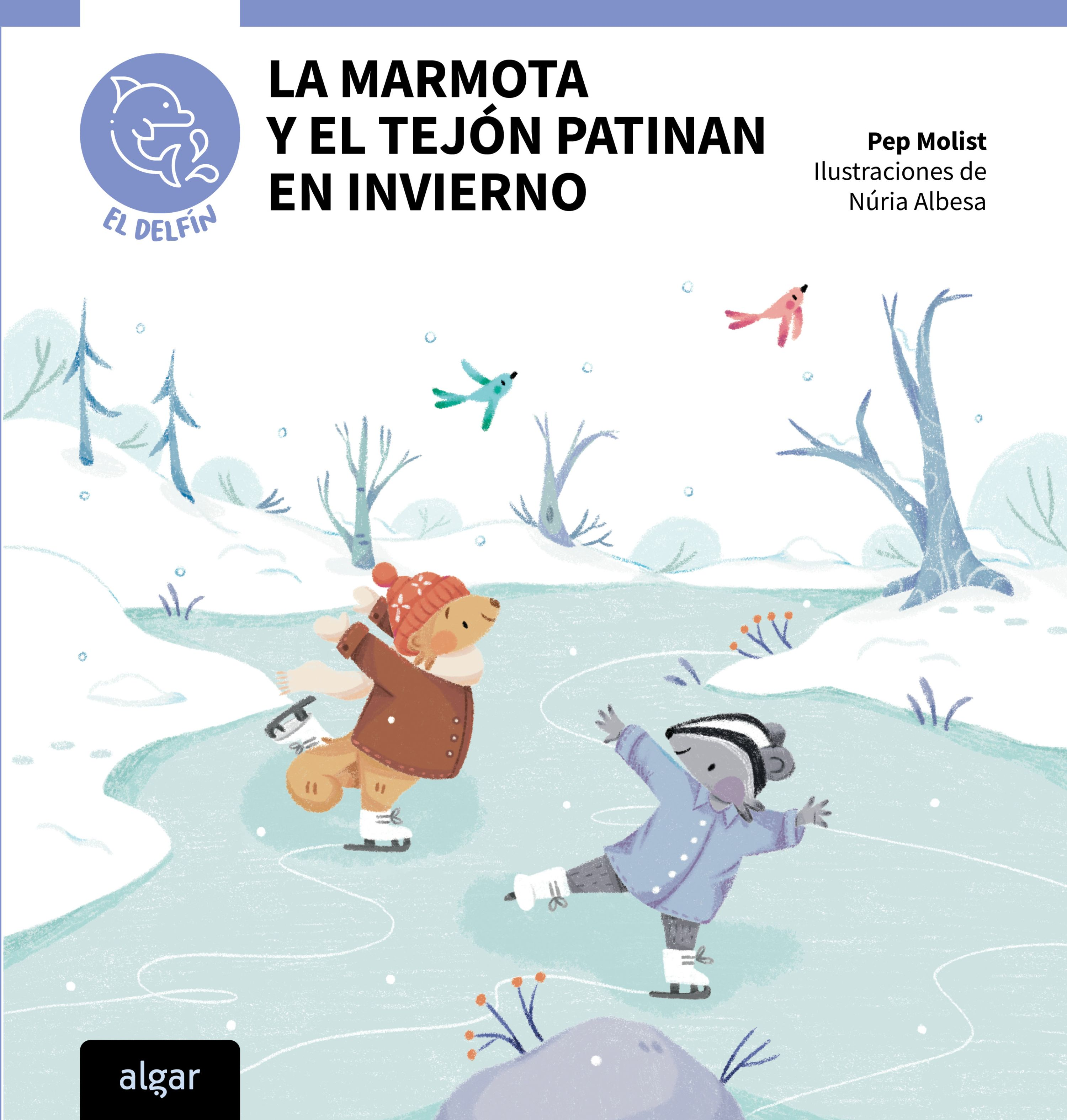 La marmota y el tejón patinan en invierno